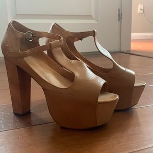 Jeffrey Campbell Foxy T-Strap camel heels